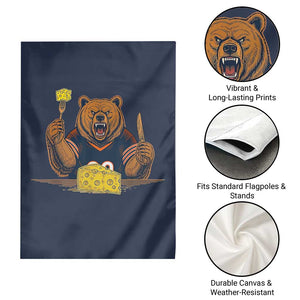 Fierce Bear Eating Cheese Garden Flag Let's Eat Cheese Funny Sports Rivalry TS02 Print Your Wear