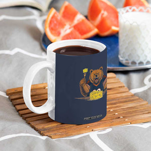 Fierce Bear Eating Cheese Coffee Mug Let's Eat Cheese Funny Sports Rivalry TS02 Print Your Wear