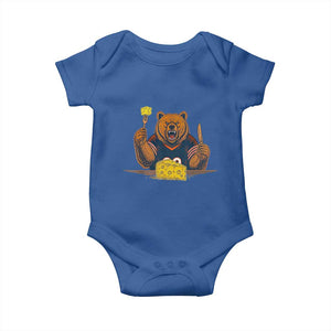 Fierce Bear Eating Cheese Baby Onesie Let's Eat Cheese Funny Sports Rivalry TS02 Royal Blue Print Your Wear