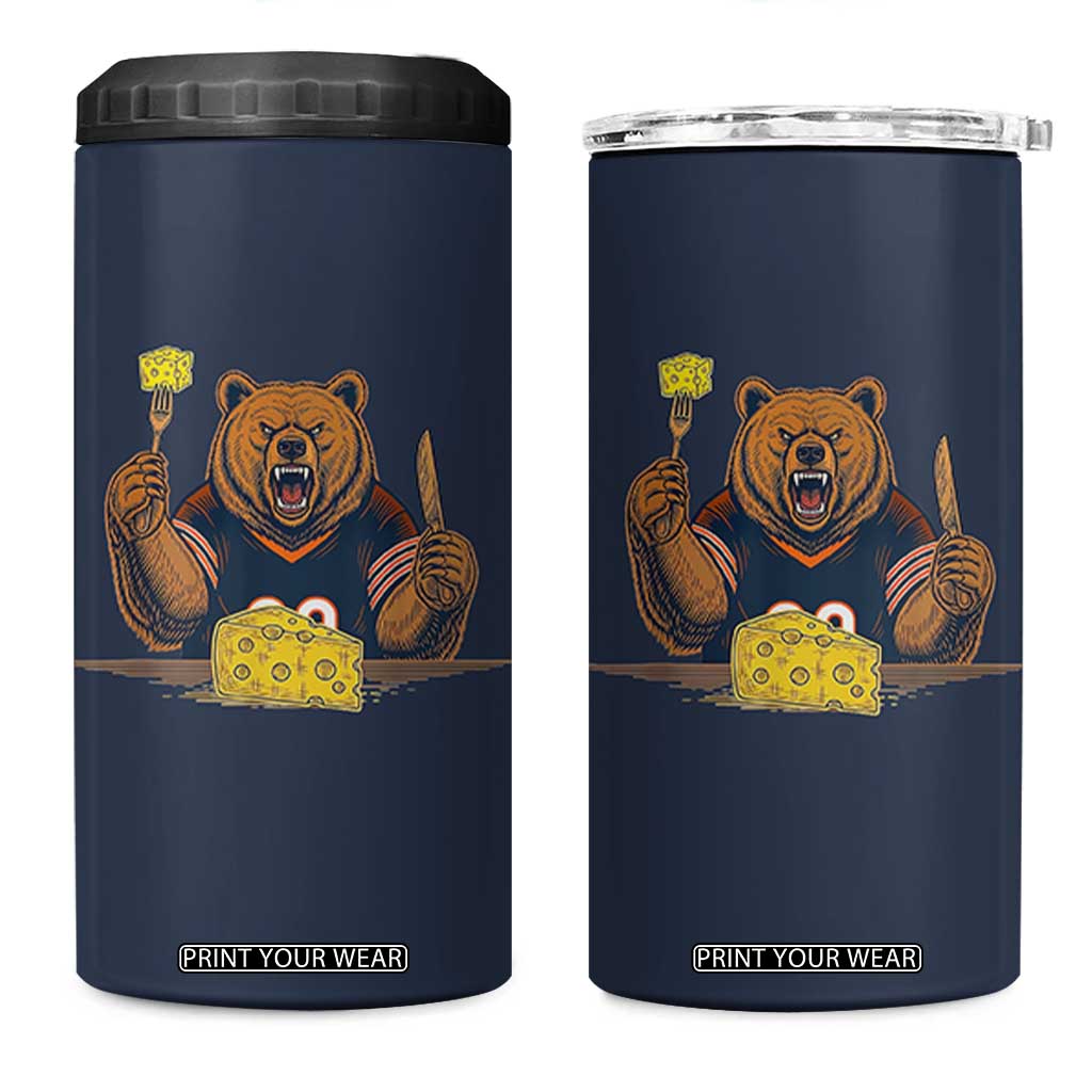 Fierce Bear Eating Cheese 4 in 1 Can Cooler Tumbler Let's Eat Cheese Funny Sports Rivalry TS02 One Size: 16 oz Navy Print Your Wear