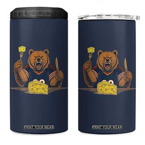 Fierce Bear Eating Cheese 4 in 1 Can Cooler Tumbler Let's Eat Cheese Funny Sports Rivalry TS02 One Size: 16 oz Navy Print Your Wear