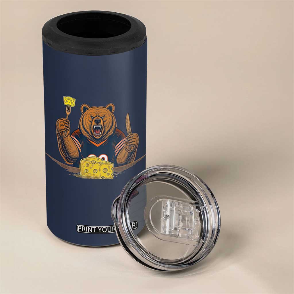 Fierce Bear Eating Cheese 4 in 1 Can Cooler Tumbler Let's Eat Cheese Funny Sports Rivalry TS02 Print Your Wear