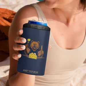 Fierce Bear Eating Cheese 4 in 1 Can Cooler Tumbler Let's Eat Cheese Funny Sports Rivalry TS02 Print Your Wear