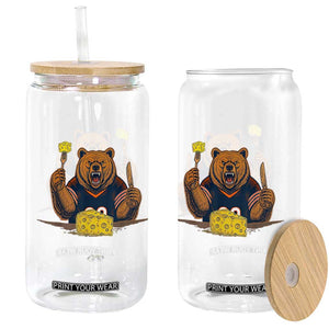 Fierce Bear Eating Cheese Glass Can Let's Eat Cheese Funny Sports Rivalry TS02 Print Your Wear