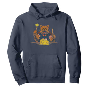 Fierce Bear Eating Cheese Hoodie Let's Eat Cheese Funny Sports Rivalry TS02 Navy Print Your Wear