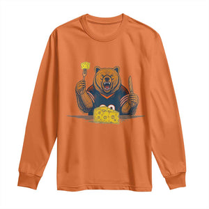 Fierce Bear Eating Cheese Long Sleeve Shirt Let's Eat Cheese Funny Sports Rivalry TS02 Orange Print Your Wear