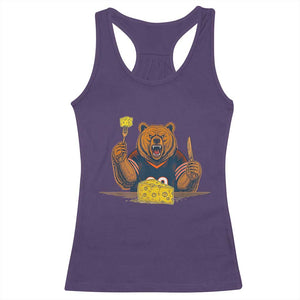 Fierce Bear Eating Cheese Racerback Tank Top Let's Eat Cheese Funny Sports Rivalry TS02 Purple Print Your Wear