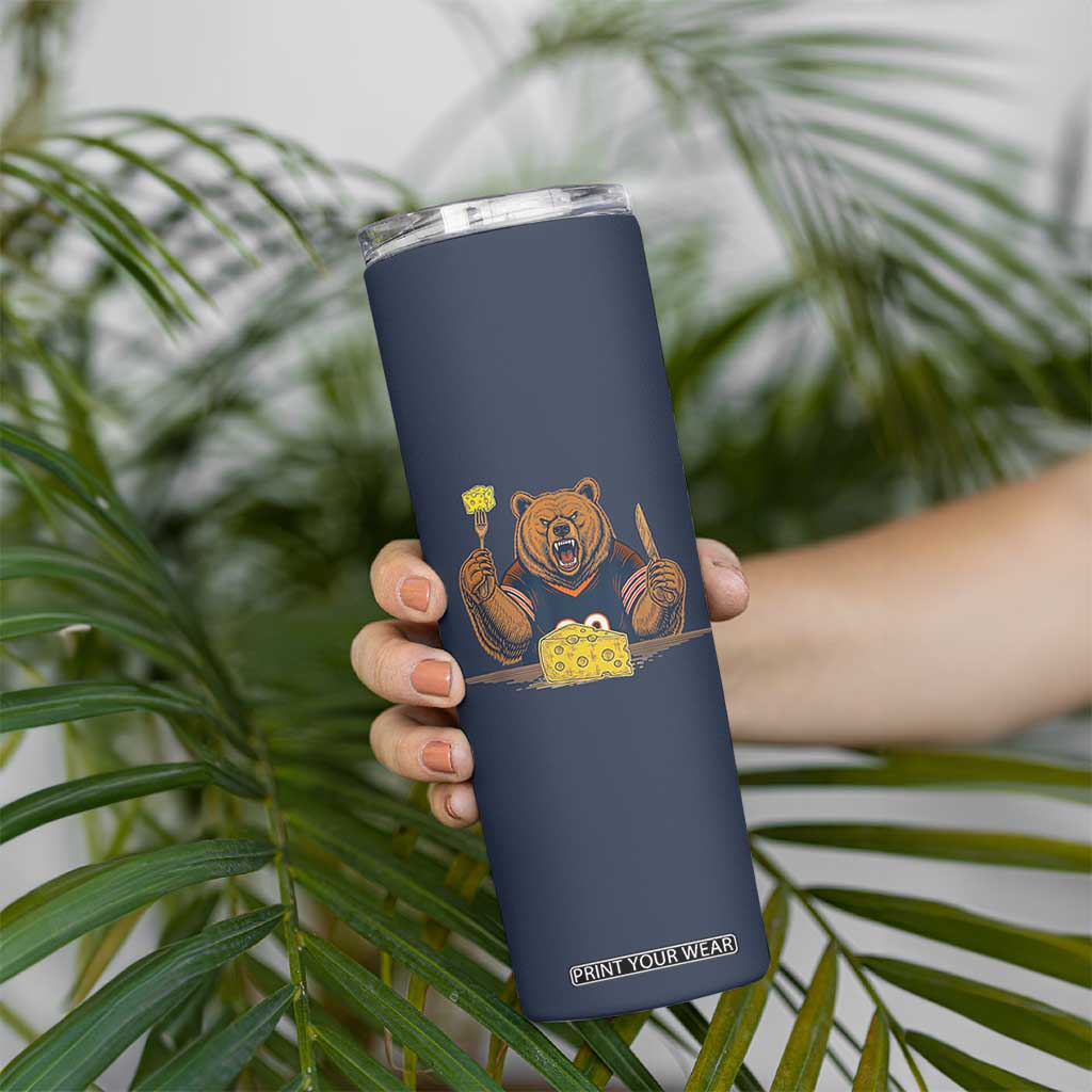 Fierce Bear Eating Cheese Skinny Tumbler Let's Eat Cheese Funny Sports Rivalry TS02 Print Your Wear