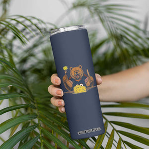 Fierce Bear Eating Cheese Skinny Tumbler Let's Eat Cheese Funny Sports Rivalry TS02 Print Your Wear