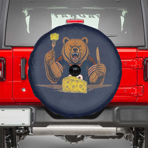 Fierce Bear Eating Cheese Spare Tire Cover Let's Eat Cheese Funny Sports Rivalry TS02 Navy Print Your Wear