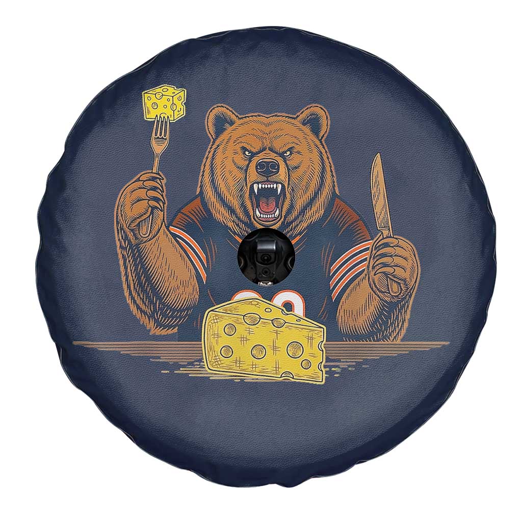Fierce Bear Eating Cheese Spare Tire Cover Let's Eat Cheese Funny Sports Rivalry TS02 Print Your Wear
