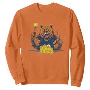 Fierce Bear Eating Cheese Sweatshirt Let's Eat Cheese Funny Sports Rivalry TS02 Orange Print Your Wear