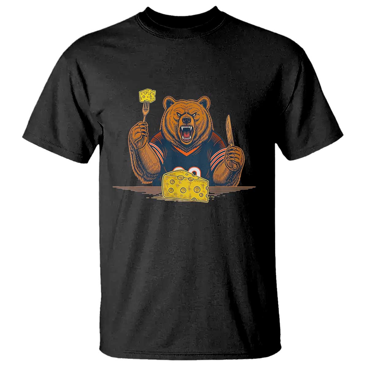 Fierce Bear Eating Cheese T Shirt Let's Eat Cheese Funny Sports Rivalry TS02 Black Print Your Wear
