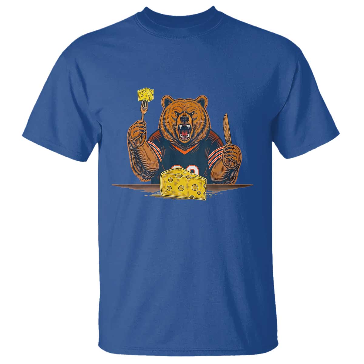 Fierce Bear Eating Cheese T Shirt Let's Eat Cheese Funny Sports Rivalry TS02 Royal Blue Print Your Wear