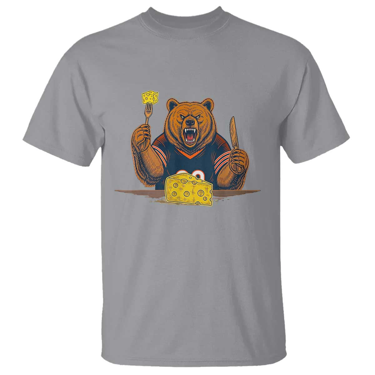 Fierce Bear Eating Cheese T Shirt Let's Eat Cheese Funny Sports Rivalry TS02 Sport Gray Print Your Wear
