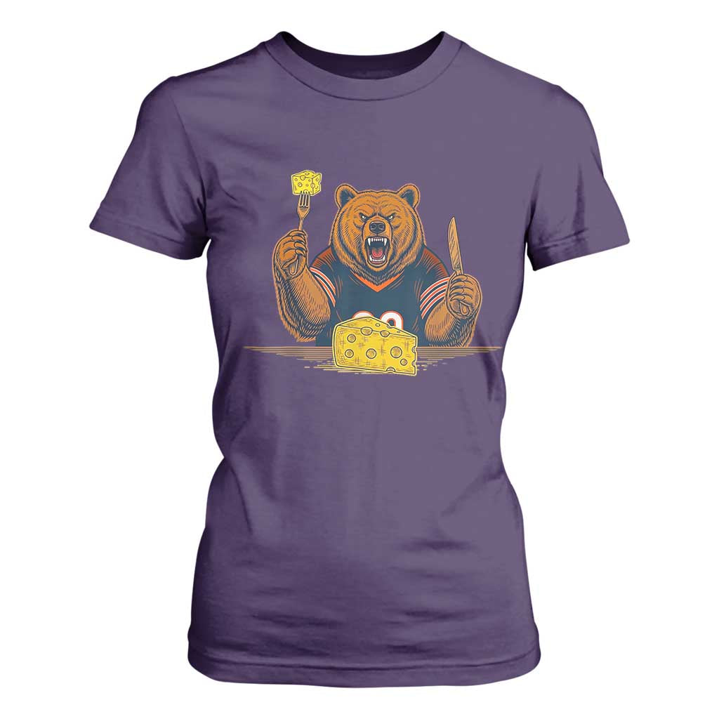 Fierce Bear Eating Cheese T Shirt For Women Let's Eat Cheese Funny Sports Rivalry TS02 Purple Print Your Wear