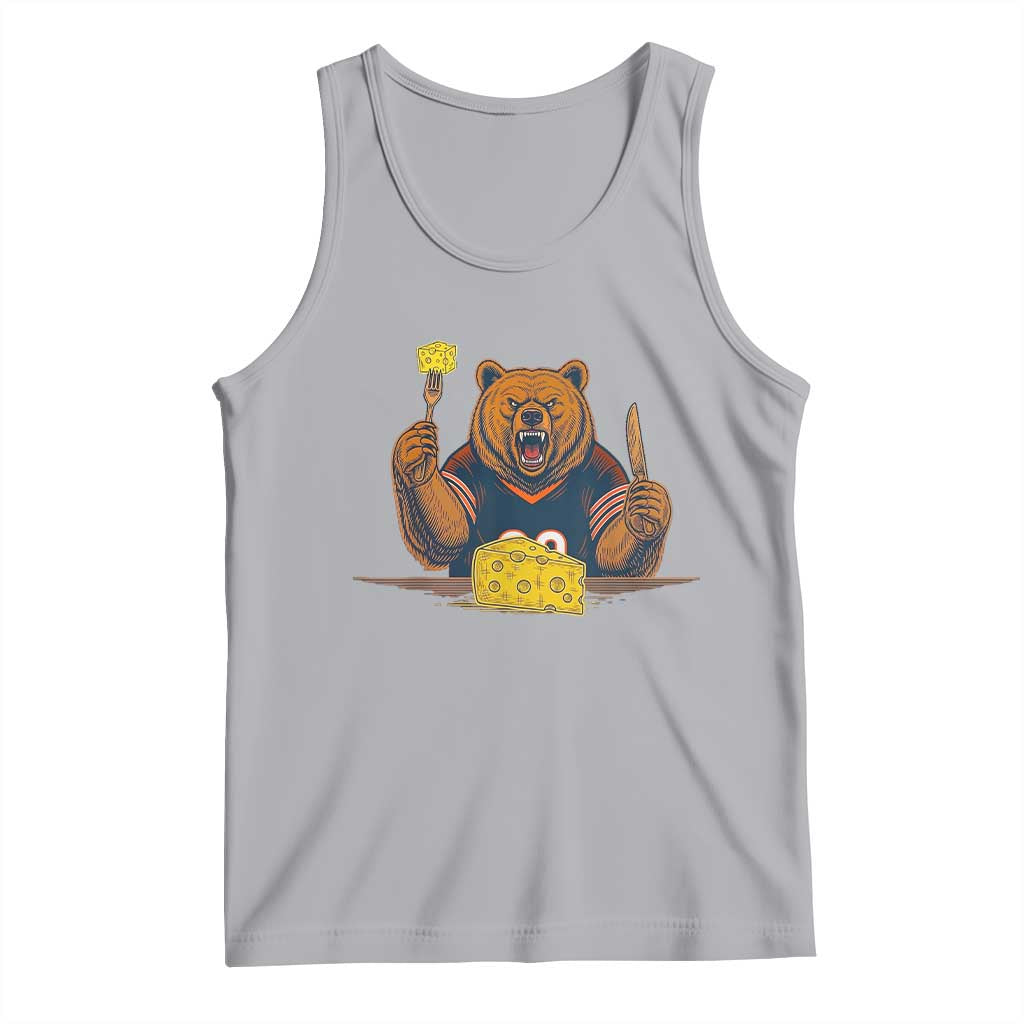 Fierce Bear Eating Cheese Tank Top Let's Eat Cheese Funny Sports Rivalry TS02 Athletic Heather Print Your Wear