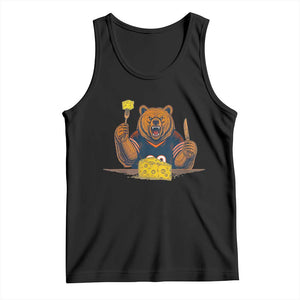 Fierce Bear Eating Cheese Tank Top Let's Eat Cheese Funny Sports Rivalry TS02 Black Print Your Wear