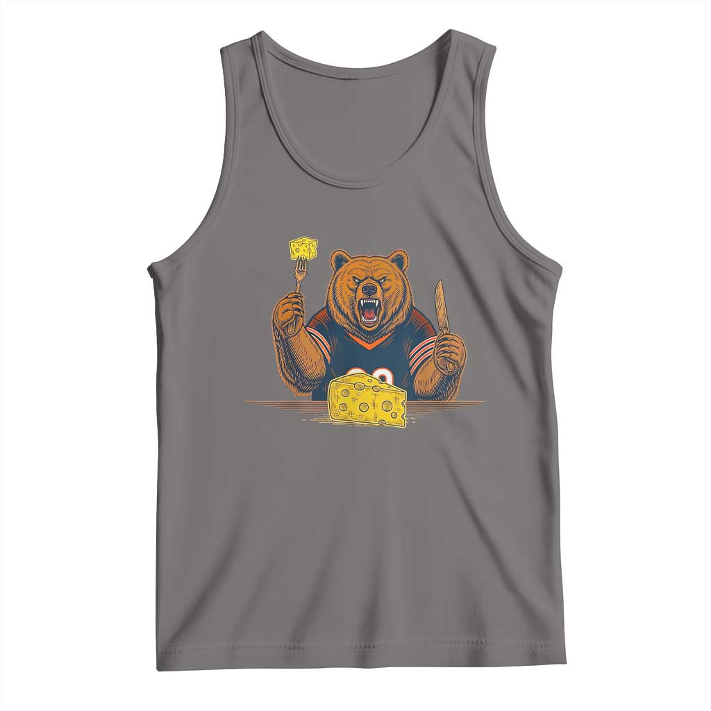 Fierce Bear Eating Cheese Tank Top Let's Eat Cheese Funny Sports Rivalry TS02 Deep Heather Print Your Wear