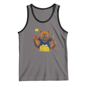 Fierce Bear Eating Cheese Tank Top Let's Eat Cheese Funny Sports Rivalry TS02 Deep Heather Black Print Your Wear