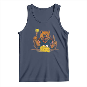 Fierce Bear Eating Cheese Tank Top Let's Eat Cheese Funny Sports Rivalry TS02 Navy Print Your Wear