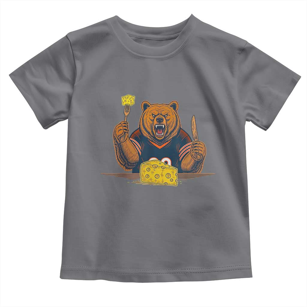 Fierce Bear Eating Cheese Toddler T Shirt Let's Eat Cheese Funny Sports Rivalry TS02 Charcoal Print Your Wear