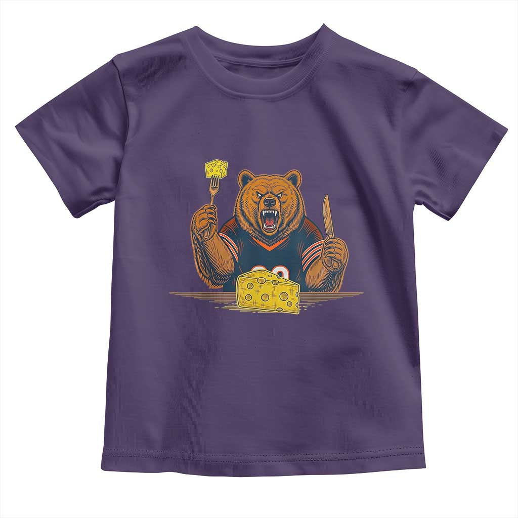Fierce Bear Eating Cheese Toddler T Shirt Let's Eat Cheese Funny Sports Rivalry TS02 Purple Print Your Wear