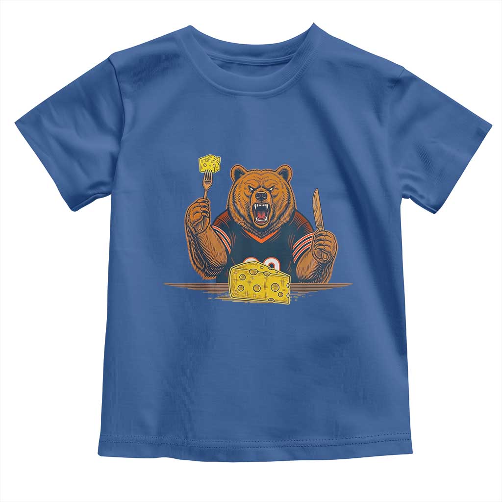 Fierce Bear Eating Cheese Toddler T Shirt Let's Eat Cheese Funny Sports Rivalry TS02 Royal Blue Print Your Wear