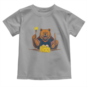 Fierce Bear Eating Cheese Toddler T Shirt Let's Eat Cheese Funny Sports Rivalry TS02 Sport Gray Print Your Wear