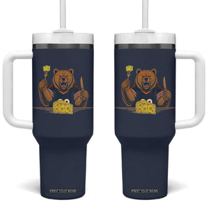 Fierce Bear Eating Cheese Tumbler With Handle Let's Eat Cheese Funny Sports Rivalry TS02 One Size: 40 oz Navy Print Your Wear