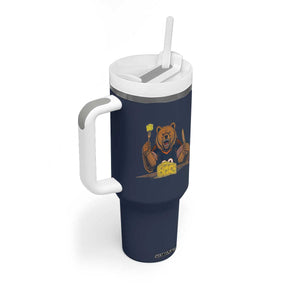 Fierce Bear Eating Cheese Tumbler With Handle Let's Eat Cheese Funny Sports Rivalry TS02 Print Your Wear