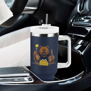 Fierce Bear Eating Cheese Tumbler With Handle Let's Eat Cheese Funny Sports Rivalry TS02 Print Your Wear