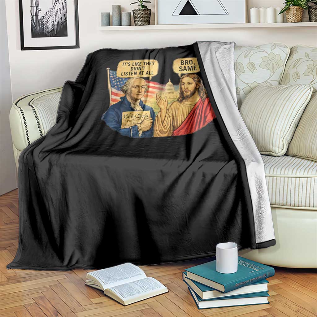 Funny George Washington and Jesus Conversation Throw Blanket Patriotic Commentary Historical Icons TS02 Print Your Wear