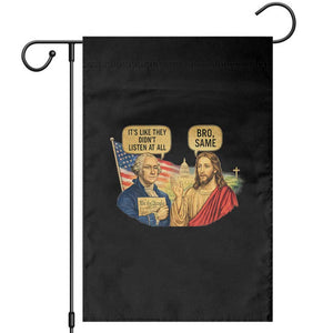 Funny George Washington and Jesus Conversation Garden Flag Patriotic Commentary Historical Icons TS02 Black Print Your Wear
