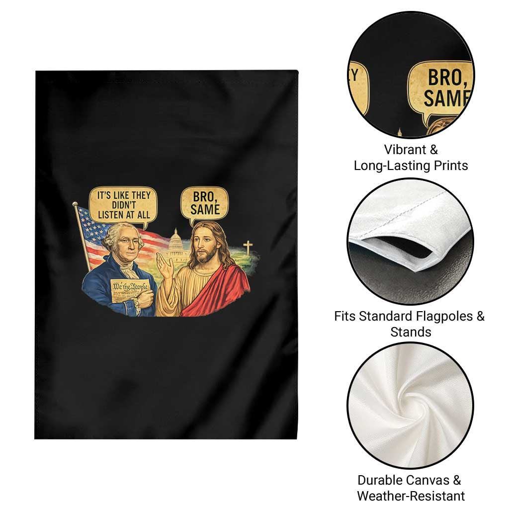 Funny George Washington and Jesus Conversation Garden Flag Patriotic Commentary Historical Icons TS02 Print Your Wear
