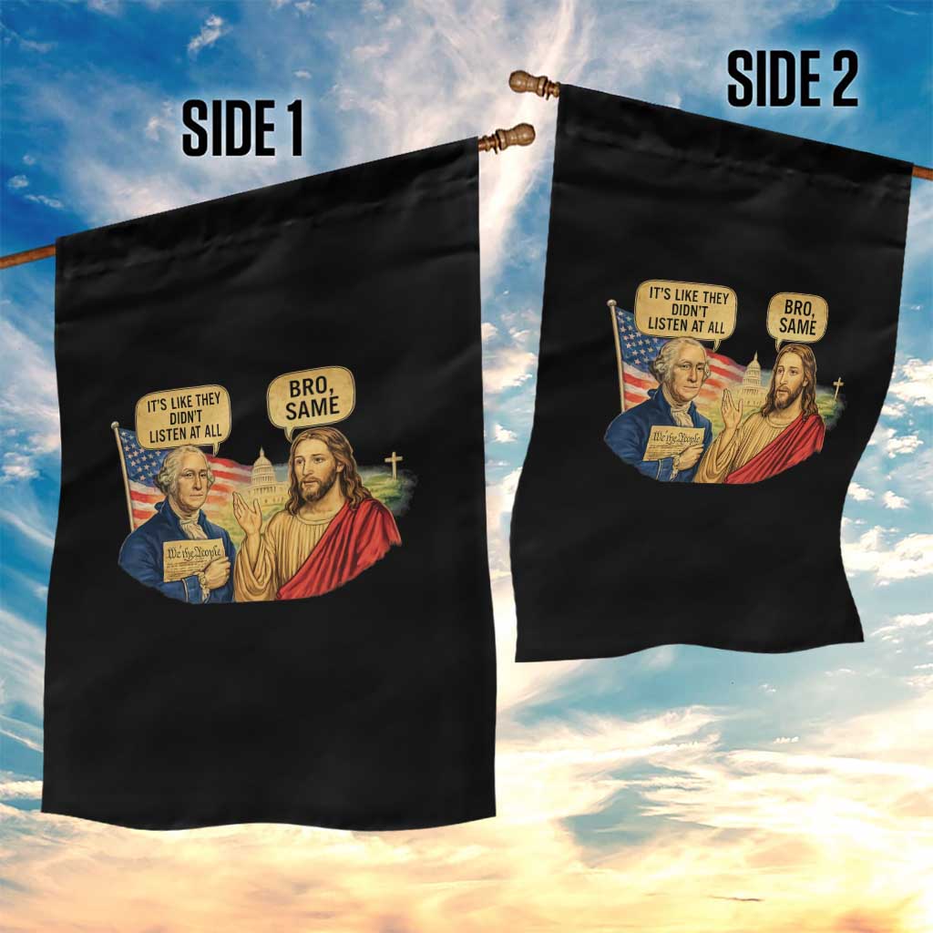 Funny George Washington and Jesus Conversation Garden Flag Patriotic Commentary Historical Icons TS02 Print Your Wear