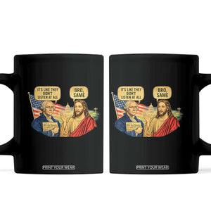 Funny George Washington and Jesus Conversation Coffee Mug Patriotic Commentary Historical Icons TS02 Black Print Your Wear