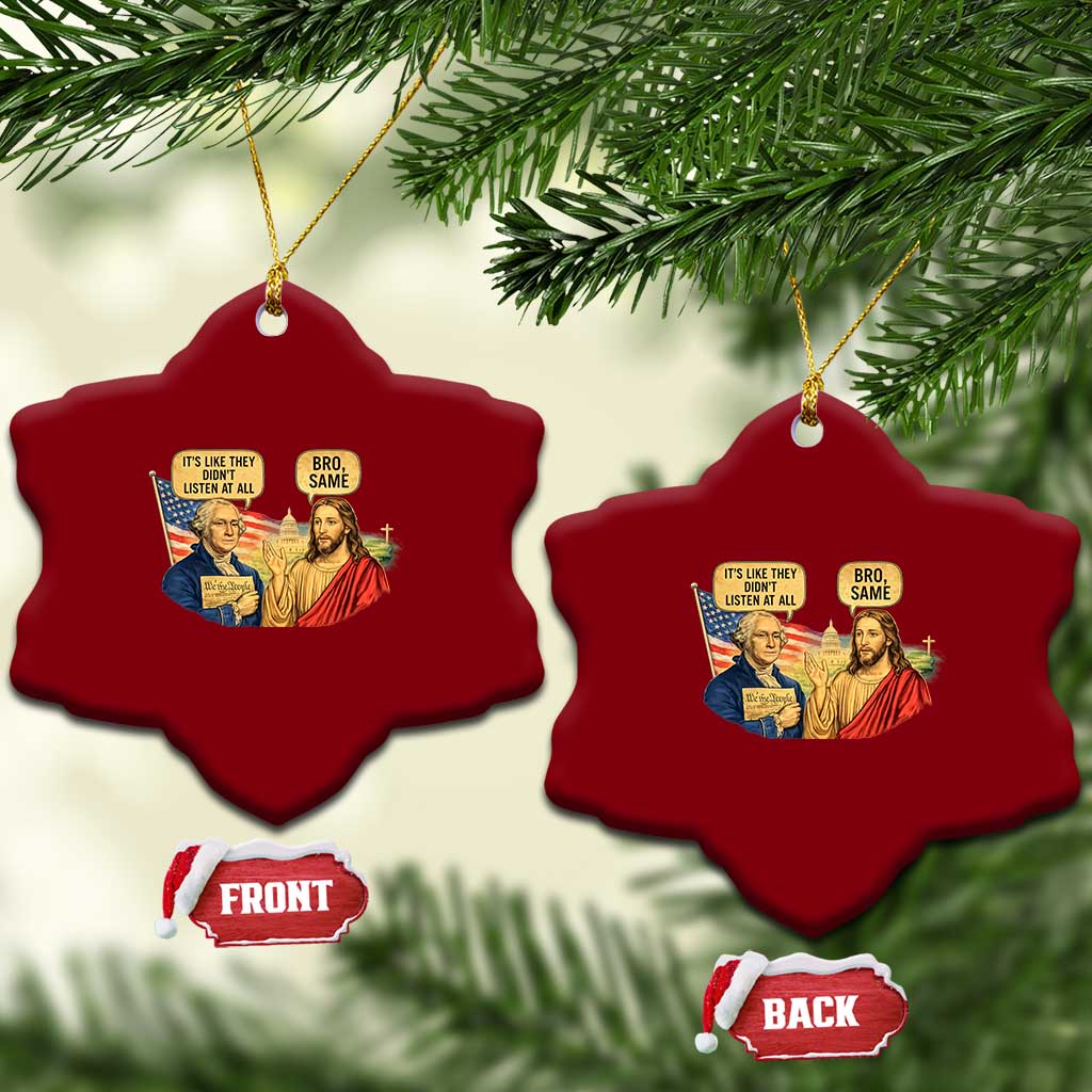 Funny George Washington and Jesus Conversation Ceramic Ornament Patriotic Commentary Historical Icons TS02 Print Your Wear