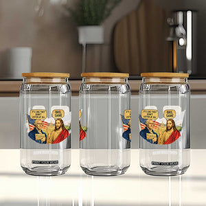 Funny George Washington and Jesus Conversation Glass Can Patriotic Commentary Historical Icons TS02 Print Your Wear
