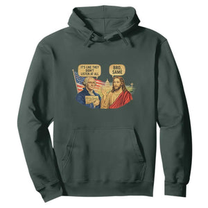 Funny George Washington and Jesus Conversation Hoodie Patriotic Commentary Historical Icons TS02 Dark Forest Green Print Your Wear
