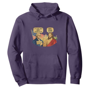 Funny George Washington and Jesus Conversation Hoodie Patriotic Commentary Historical Icons TS02 Purple Print Your Wear