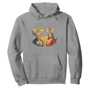 Funny George Washington and Jesus Conversation Hoodie Patriotic Commentary Historical Icons TS02 Sport Gray Print Your Wear