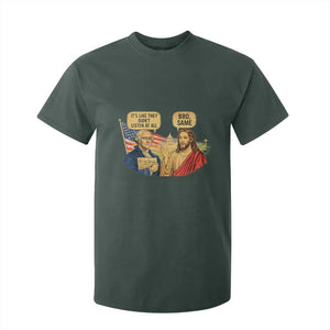 Funny George Washington and Jesus Conversation T Shirt For Kid Patriotic Commentary Historical Icons TS02 Dark Forest Green Print Your Wear
