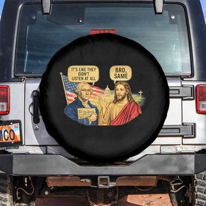 Funny George Washington and Jesus Conversation Spare Tire Cover Patriotic Commentary Historical Icons TS02 No hole Black Print Your Wear