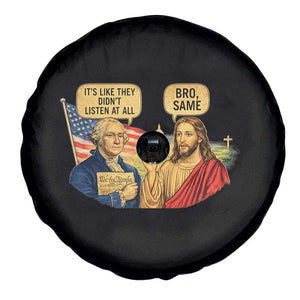 Funny George Washington and Jesus Conversation Spare Tire Cover Patriotic Commentary Historical Icons TS02 Print Your Wear