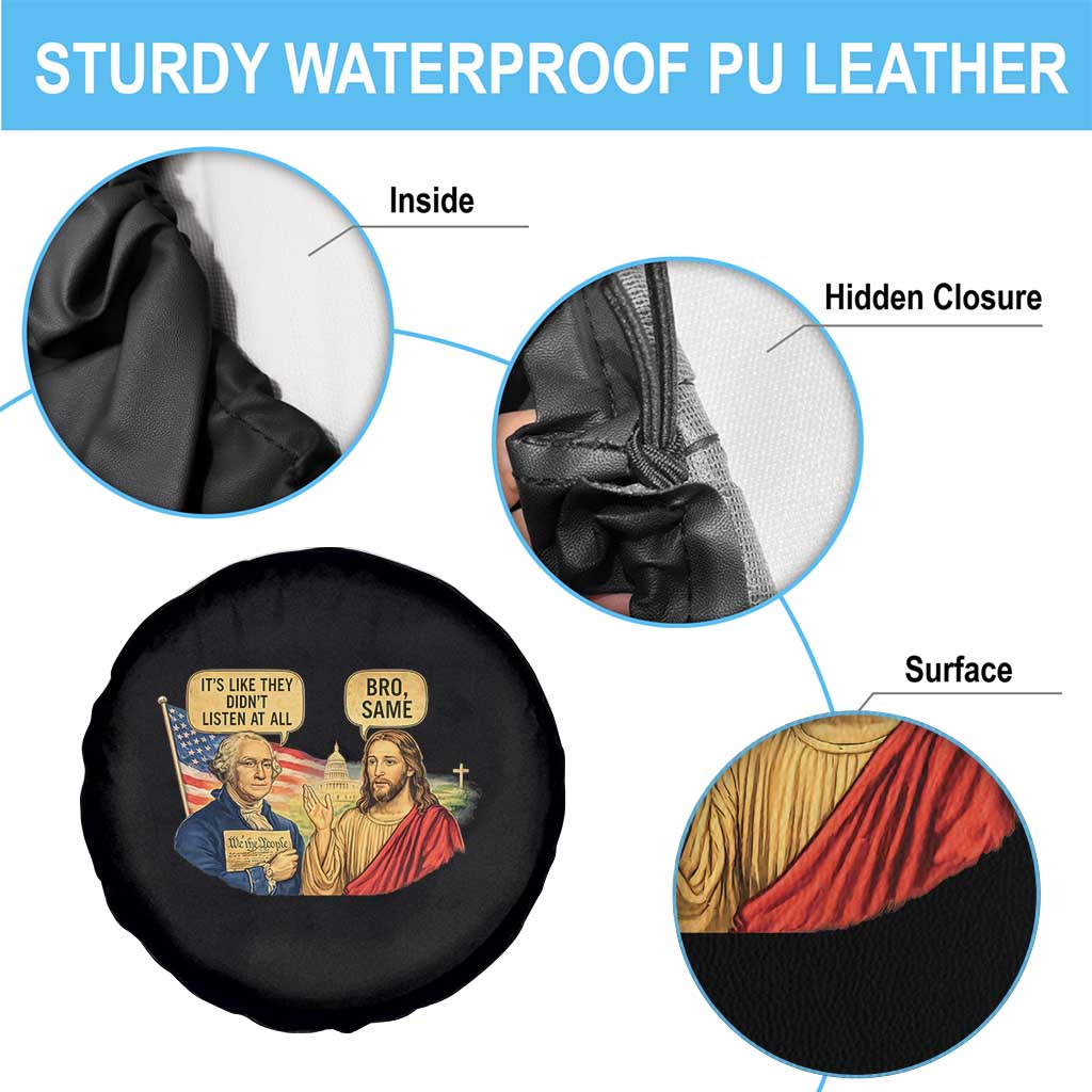 Funny George Washington and Jesus Conversation Spare Tire Cover Patriotic Commentary Historical Icons TS02 Print Your Wear