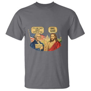 Funny George Washington and Jesus Conversation T Shirt - Patriotic Historical Icons Commentary Tee TS02 Charcoal Print Your Wear