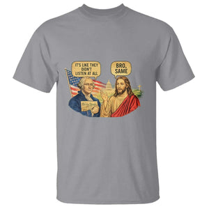 Funny George Washington and Jesus Conversation T Shirt - Patriotic Historical Icons Commentary Tee TS02 Sport Gray Print Your Wear