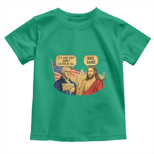 Funny George Washington and Jesus Conversation Toddler T Shirt Patriotic Commentary Historical Icons TS02 Irish Green Print Your Wear