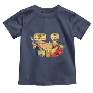 Funny George Washington and Jesus Conversation Toddler T Shirt Patriotic Commentary Historical Icons TS02 Navy Print Your Wear